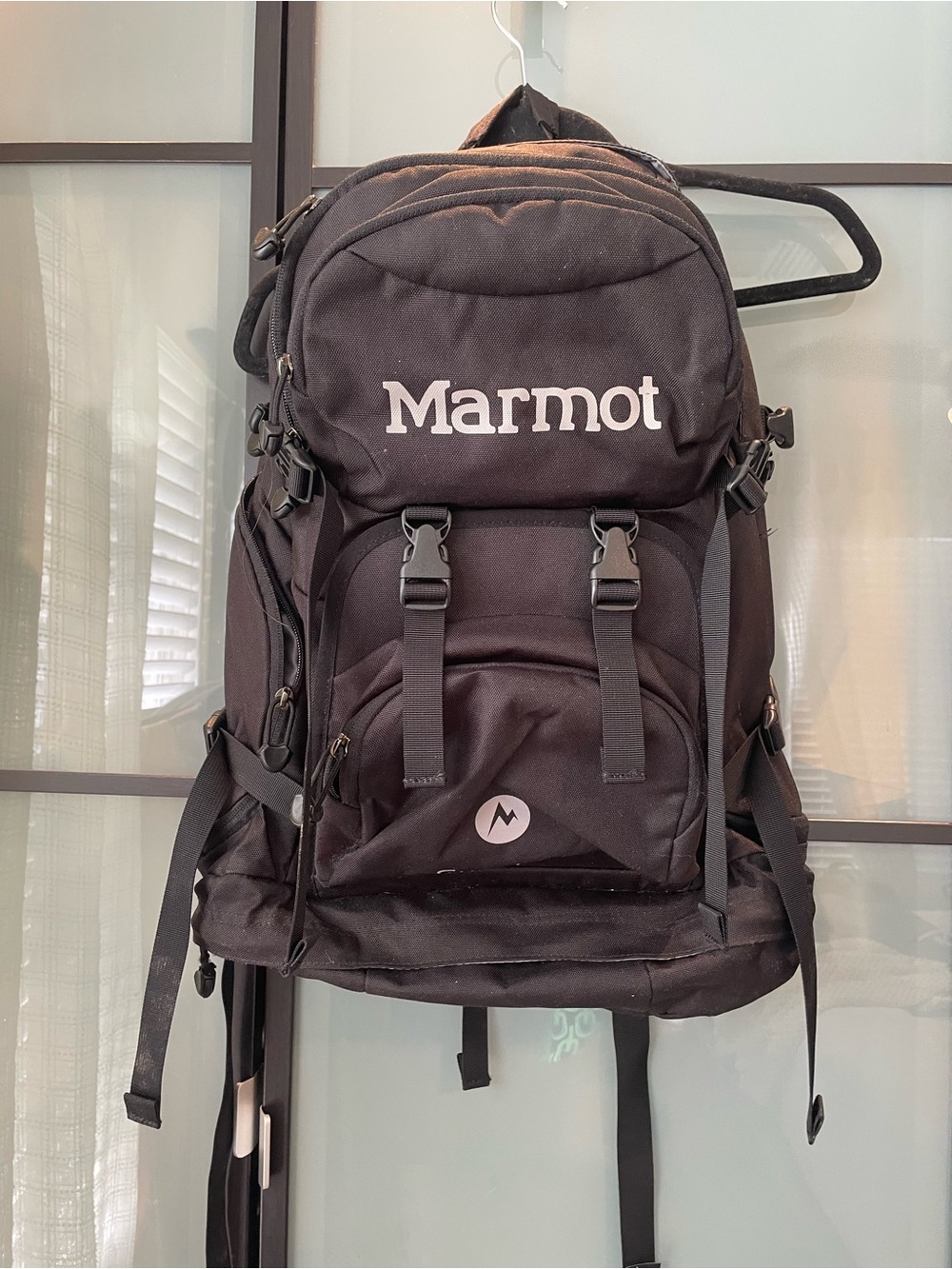 Marmot Gunnison Black Hiking Backpack with multiple pockets